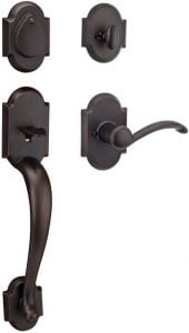 We’re ending our list of reviews with another beautiful set from Kwikset with a host of great features that you’re going to love reading about, whether or not you end up buying it.  First off, we actually want to take a moment to appreciate how beautiful this handleset is. The design is simple, yet elegant, and because it comes in both chrome-nickel and Venetian bronze finishes, you can rest assured that it will seamlessly fit into the unique architecture of your home. But it doesn’t matter how good it looks unless it also performs well, which this thing definitely does. Equipped with SmartKey technology like the majority of Kwikset’s other handlesets, this thing makes it easy to re-key your lock if you’ve misplaced your key, are moving out, or have lent out a key that hasn’t yet been returned. Furthermore, this handleset has a fully reversible interior lock. Add in the adjustable latch, and you have a universally compatible door handleset that not only looks beautiful but performs according to all your expectations. And once again, Kwikset impresses in terms of price. Although this model is slightly more expensive than other affordable options on the market, we think it’s a huge steal given the features it’s equipped with. 